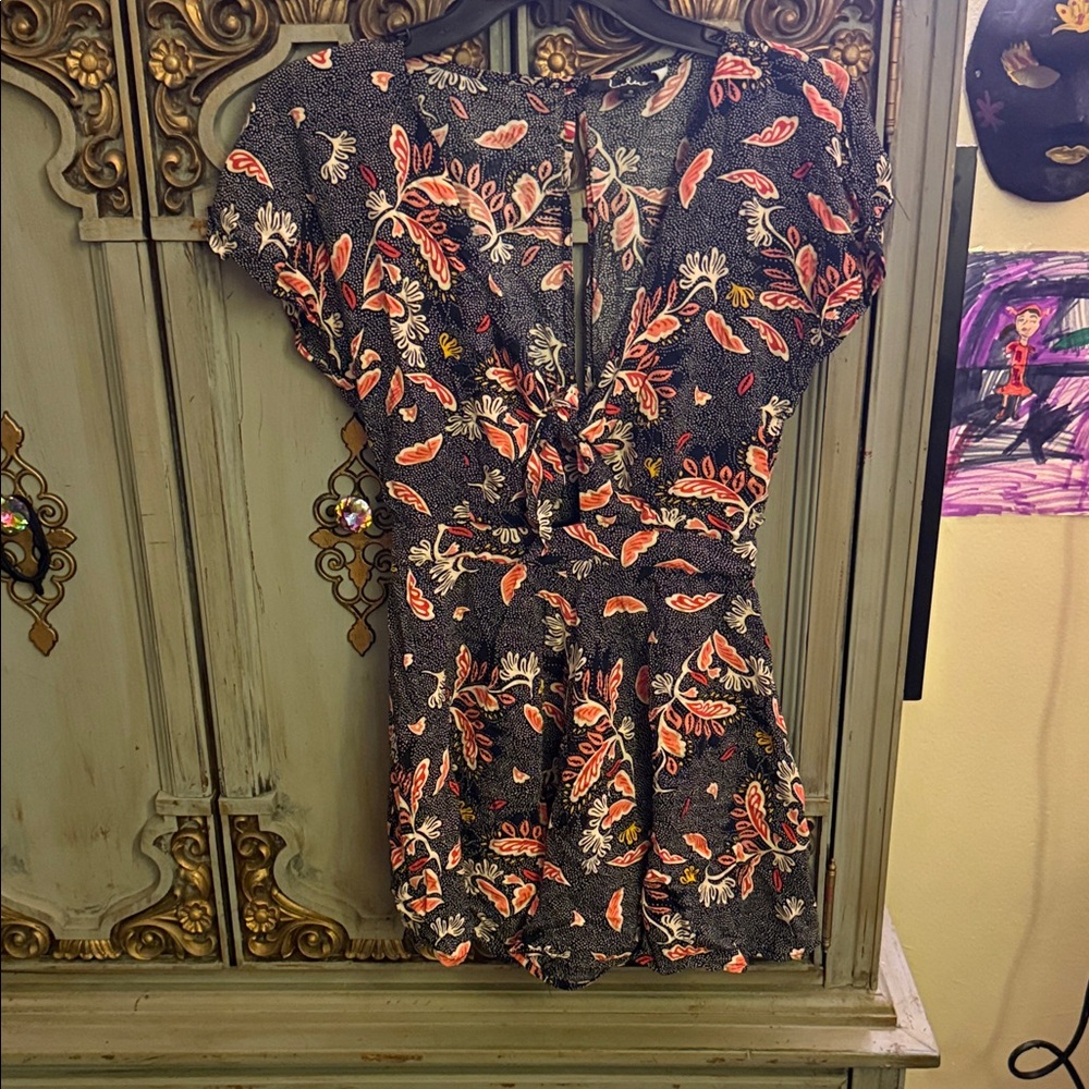 Lulu's Navy and Coral Patterned Outfit
